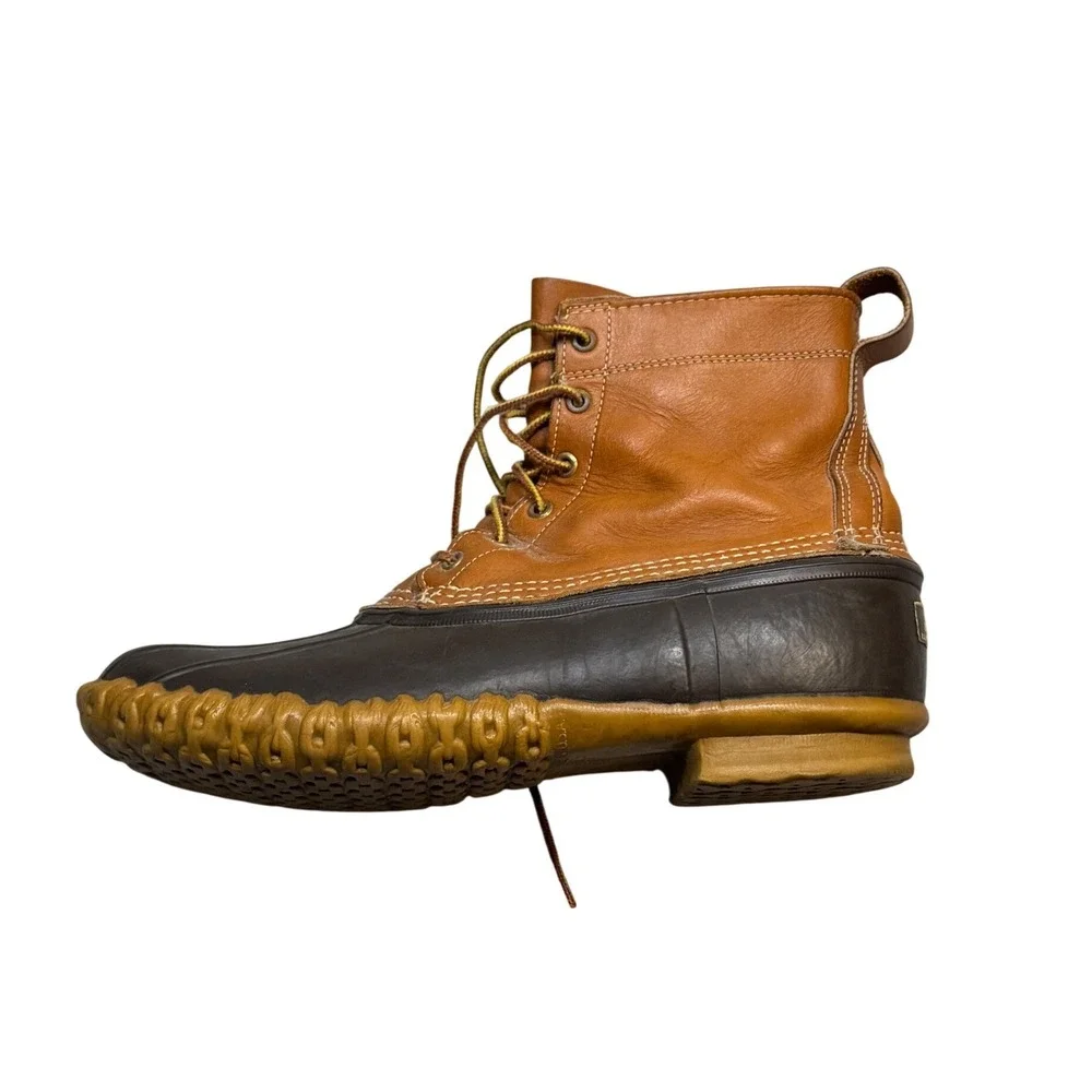 LL Bean Maine Hunting Shoe Vintage Duck Boots Mens 11 M Tan Brown Made in USA